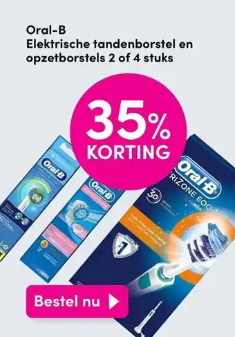 DA Oral-B Elektrische tandenborstel en opzetborstels 2 of 4 stuks aanbieding