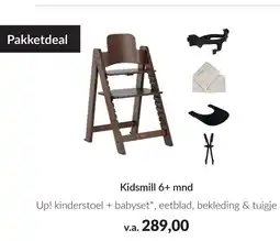 Babypark Kidsmill 6+ mnd up! kinderstoel + babyset, eetblad, bekleding & tuigje aanbieding