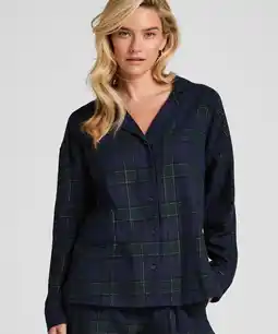 Hunkemoller Hunkemöller Pyjamatop Flannel Blauw aanbieding