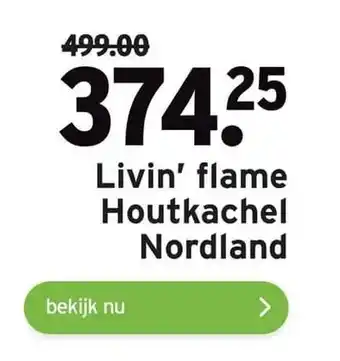 GAMMA Livin' flame Houtkachel Nordland aanbieding