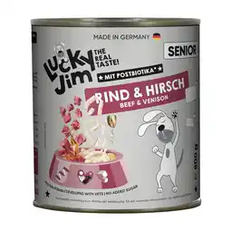 Zooplus 6x800g Lucky Jim Senior Rund & Hert natvoer voor honden aanbieding