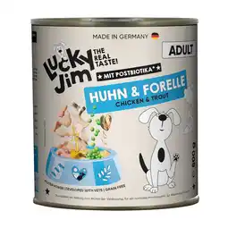 Zooplus 6x800g Lucky Jim Adult Kip & Forel natvoer voor honden aanbieding