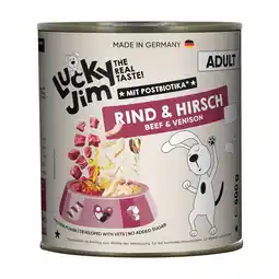 Zooplus 6x800g Lucky Jim Adult Rund & Hert nat hondenvoer aanbieding