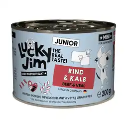 Zooplus 6x200g Lucky Jim MINI Junior Rundvlees & Kalf natvoer voor honden aanbieding