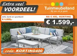 Tuinmeubelland Tuinmeubelland tafel, bank en sportbank aanbieding