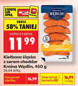 Biedronka Kraina Wędlin kiełbasa śląska z serem cheddar aanbieding