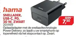 Vobis hama snellader, usb-c, pd, 20 w, zwart aanbieding