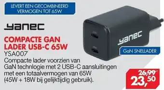 Vobis yanec compacte gan lader usb-c 65w ysa007 aanbieding