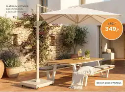 Tuinmeubelshop platinum voyager zweeparasol 2.5x2.5m t1 ivoor aanbieding