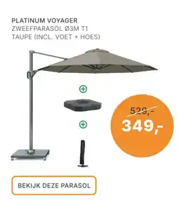 Tuinmeubelshop platinum voyager zweefparasol ø3m t1 taupe aanbieding