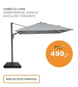 Tuinmeubelshop Camello Luna Zweefparasol 3x3m S2 Excellent Concrete aanbieding