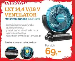 Ivana Makita LXT 14,4 V/18 V ventilator aanbieding