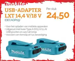 Ivana Makita USB-ADAPTER LXT 14,4 V/18 V (DECADP05) aanbieding