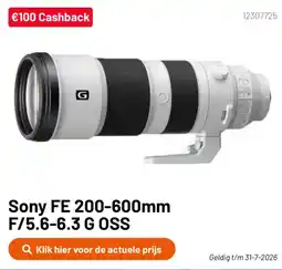 Kamera Express Sony FE 200-600mm F/5.6-6.3 G OSS aanbieding