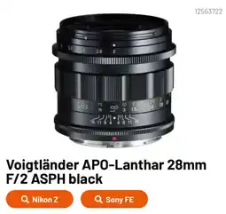 Kamera Express Voigtländer APO-Lanthar 28mm F/2 ASPH black aanbieding