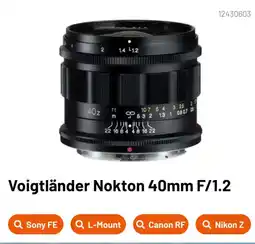 Kamera Express Voigtländer Nokton 40mm F/1.2 aanbieding
