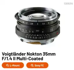 Kamera Express Voigtländer Nokton 35mm F/1.4 II Multi-Coated aanbieding