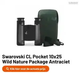Kamera Express Swarovski CL Pocket 10x25 Wild Nature Package Antraciet aanbieding