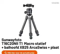 Kamera Express Sunwayfoto T16C20NII T1 Macro statief + balhoofd XB25 ArcaSwiss + plaat aanbieding