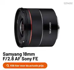 Kamera Express Samyang 18mm F/2.8 AF Sony FE aanbieding