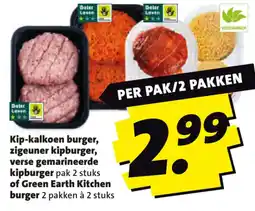 Boni Doler Lawn kip-kalkoen burger, zigeuner kipburger, verse gemarineerde kipburger of Green Earth Kitchen burger aanbieding