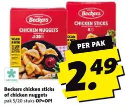 Boni Beckers chicken sticks of chicken nuggets aanbieding