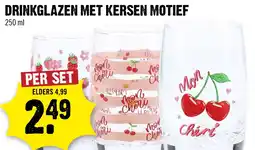 Dirck 3 Drinkglazen met kersen motief aanbieding