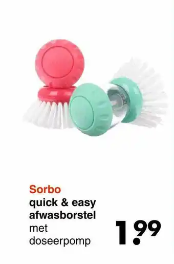 Wibra Sorbo Quick & Easy Afwasborstel Met Doseerpomp aanbieding