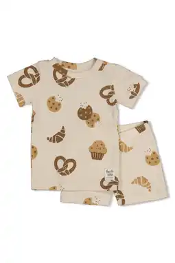 Wehkamp Feetje shortama Cosy Crumbs ecru/bruin aanbieding