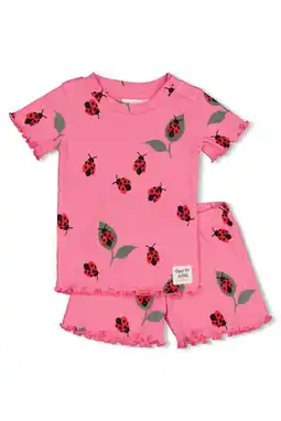 Wehkamp Feetje shortama Lily Ladybug roze/rood aanbieding