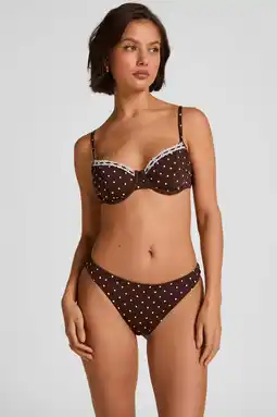 Wehkamp Hunkemöller high waist brazilian bikinibroekje Algarve met stippen bruin aanbieding