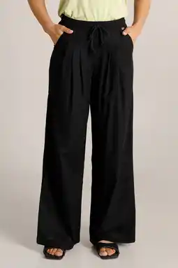 Wehkamp Ivy Beau wide leg regularwaist broek met linnen zwart aanbieding
