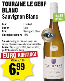 Dirck 3 Le Cerf Touraine Sauvignon Blanc 75 cl aanbieding