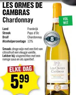Dirck 3 Les Ormes De Cambras Chardonnay 75 cl aanbieding