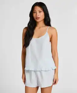 Hunkemoller Hunkemöller Gestreept Katoenen Pyjama short Blauw aanbieding