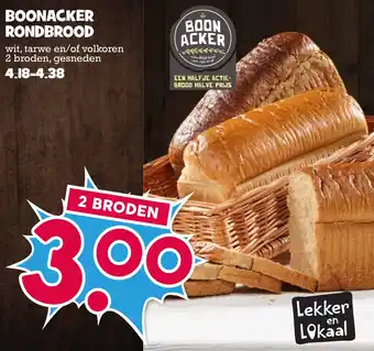 Boon`s Markt BOONACKER RONDBROOD wit, tarwe en/of volkoren 2 broden, gesneden aanbieding