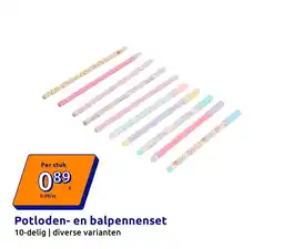 Action Potloden- en balpennenset aanbieding