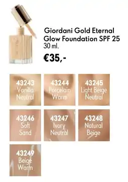 Oriflame Giordani Gold Eternal Glow Foundation SPF 25 aanbieding