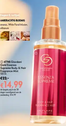 Oriflame 47745 Giordani Gold Essenza Supreme Body & Hair Fragrance Mist aanbieding