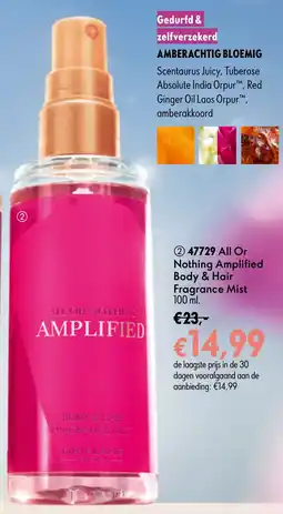 Oriflame 47729 All Or Nothing Amplified Body & Hair Fragrance Mist aanbieding