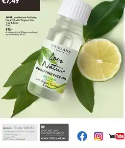 Oriflame Oriflame Love Nature Purifying Face Oil with Organic Tea Tree & Lime aanbieding
