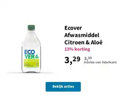 Plein.nl Ecover Afwasmiddel Citroen & Aloë aanbieding