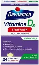 Bol.com Davitamon Vitamine D - 1 per week - 100% plantaardig - Vegan – Voedingssupplement - 24 ... aanbieding
