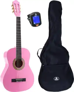 Bol.com LaPaz 002 PI klassieke gitaar 3/4-formaat roze + gigbag + stemapparaat aanbieding