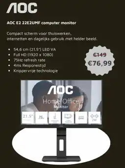 Digitotaal AOC E2 22E2UMF computer monitor aanbieding
