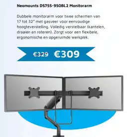 Digitotaal Neomounts DS75S-950BL2 Monitorarm aanbieding