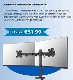 Digitotaal Neomounts DS60-600BL2 monitorarm aanbieding