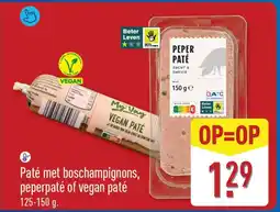 ALDI Paté met boschampignons, peperpaté of vegan paté aanbieding