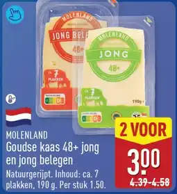 ALDI MOLENLAND Goudse kaas 48+ jong en jong belegen aanbieding
