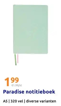 Action Paradise notitieboek aanbieding
